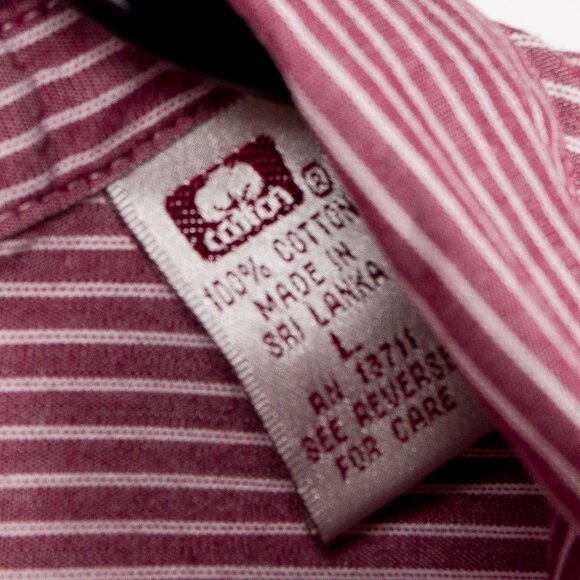 Y2K Button Up Shirt L Womens Momcore Striped Pink White Career Casual Cotton - Picture 6 of 7